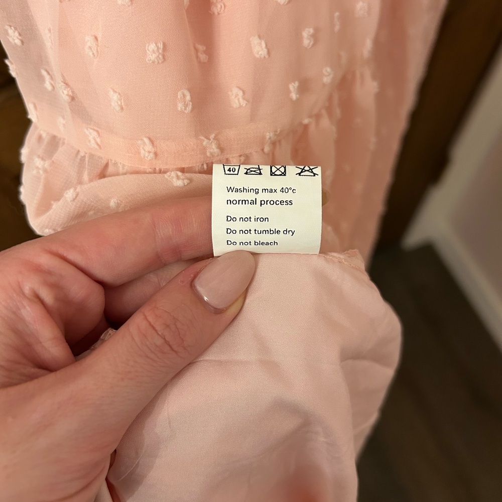 Elegant Pink Puff Sleeve Midi Dress Medium - Picture 7 of 7